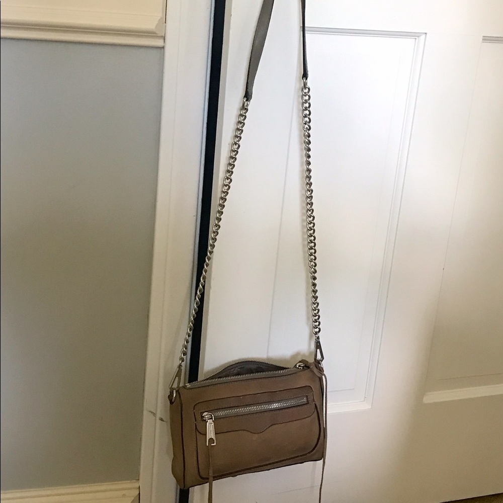 slightly worn rebecca side bag w silver chain